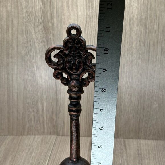 Vintage Cast Iron Handheld Bell Tabletop Décor Ornate School Church Farm Cottage - Picture 9 of 9